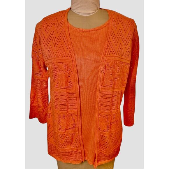Alfred Dunner Women’s Two-Fer Top Sz. XL Peach Combo Cardigan/Tank - Picture 1 of 10